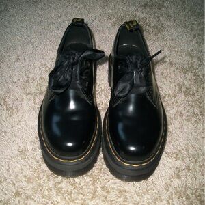 Dr. Martens Black Leather Women's Platform Loafers